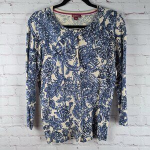 Merona Blue/White Floral Cardigan M